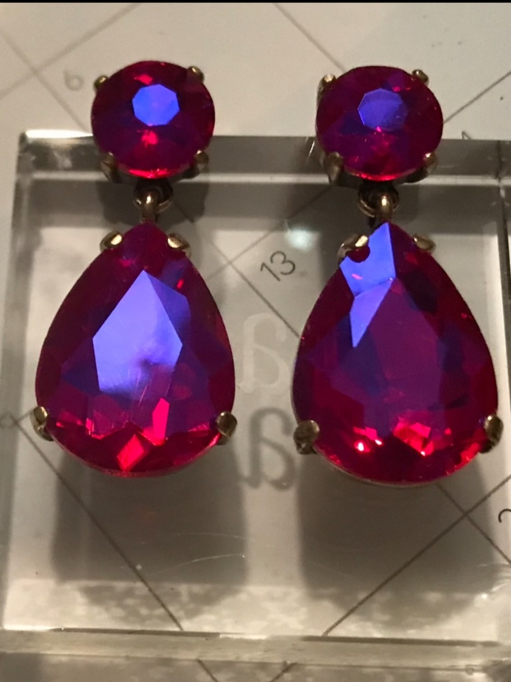 nwt large teardrop #crystal #statement #retro #80s style earrings